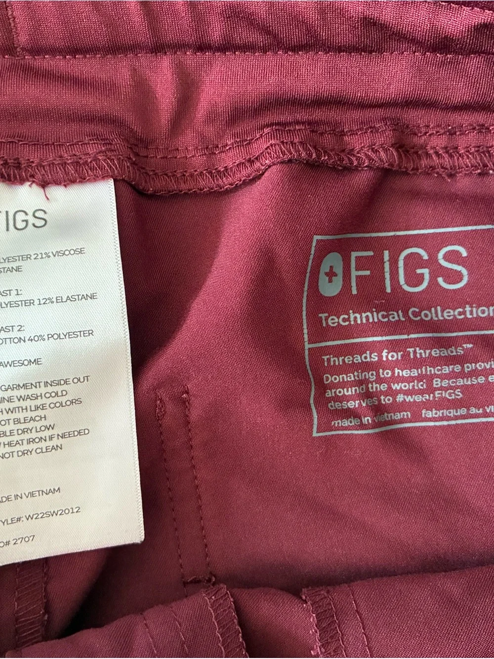 FIGS burgundy scrub pants